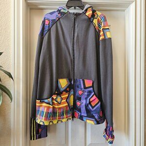Art Artsy Grafiti Animated Closet NYC Sweatshirt Zipper Gray Colorful Design XL